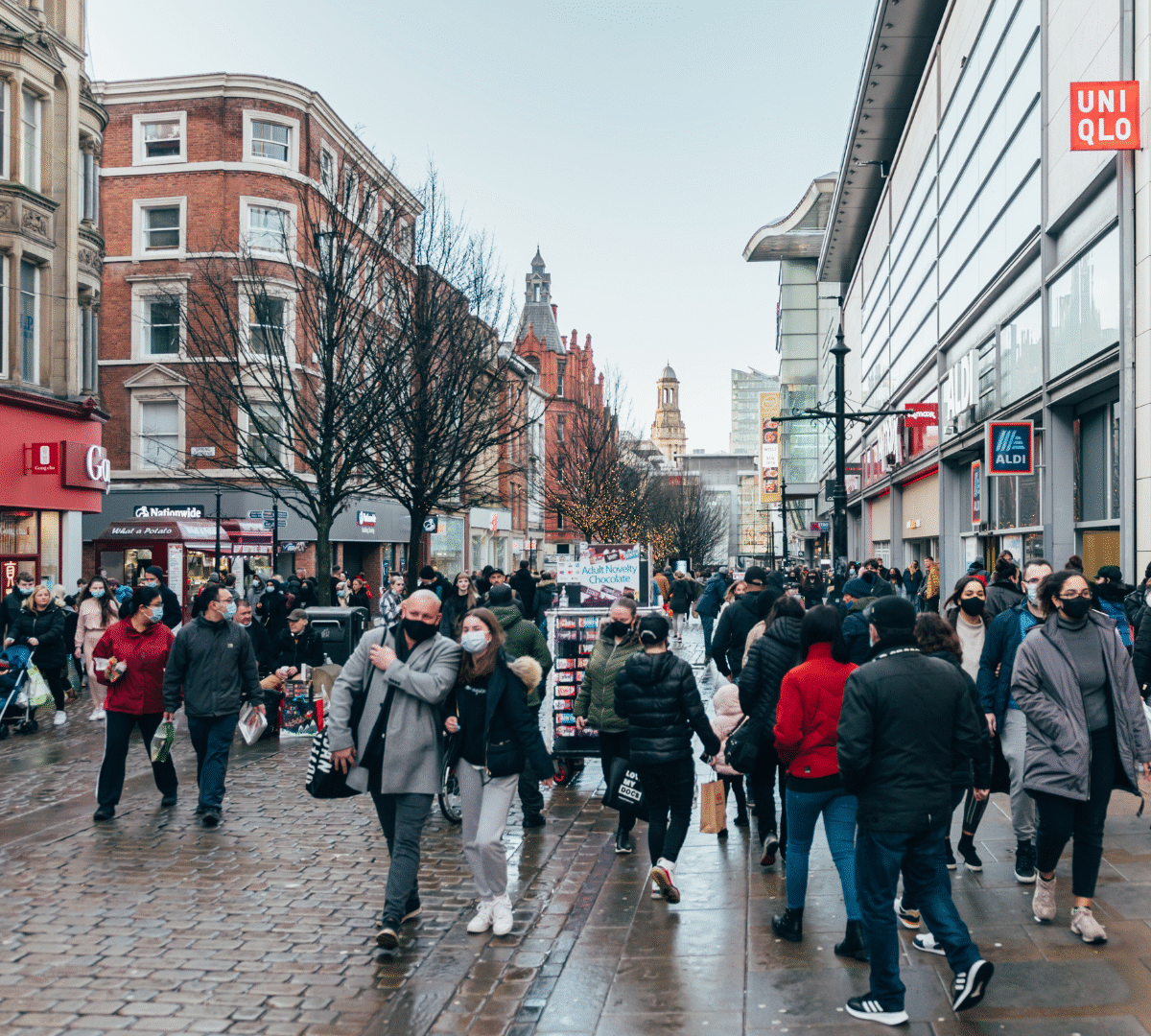 People walking on a UK high street